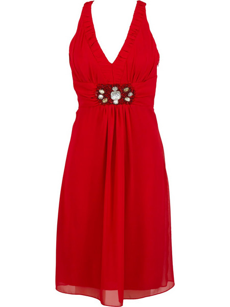 Κόκκινο φόρεμα κοντο μουσελινα με εντυπωσιακή...