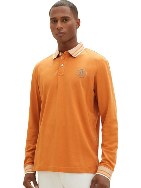 Tom Tailor Μπλούζα πόλο μακρυμάνικη Πορτοκαλί