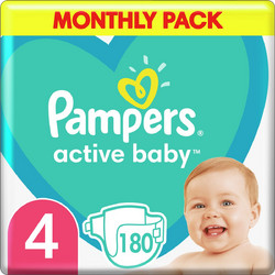 Pampers Active Baby Monthly Pack Πάνες No4 9-14kg 180τμχ