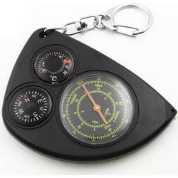 3-in-1 Portable Map Distance Measuring Measurer + Compass + Thermometer with Key Chain for Outdoor Camping Hiking(Black) (OEM)