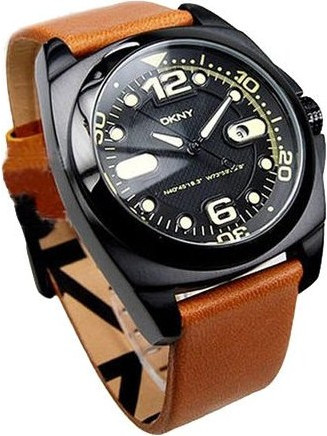DKNY Brown Leather Strap Black Dial NY1435