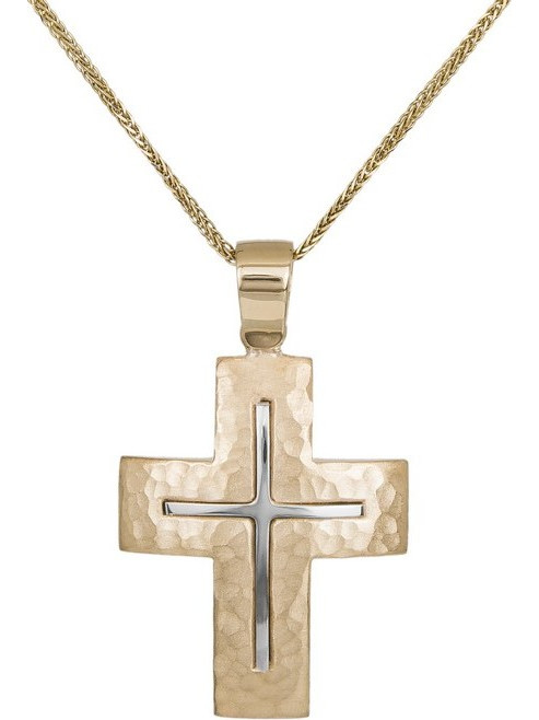 Βαπτιστικοί Σταυροί με Αλυσίδα Ανδρικός σφυρήλατος σταυρός αρραβώνα με αλυσίδα Κ14 006116C 006116C Ανδρικό Χρυσός 14 Καράτια
