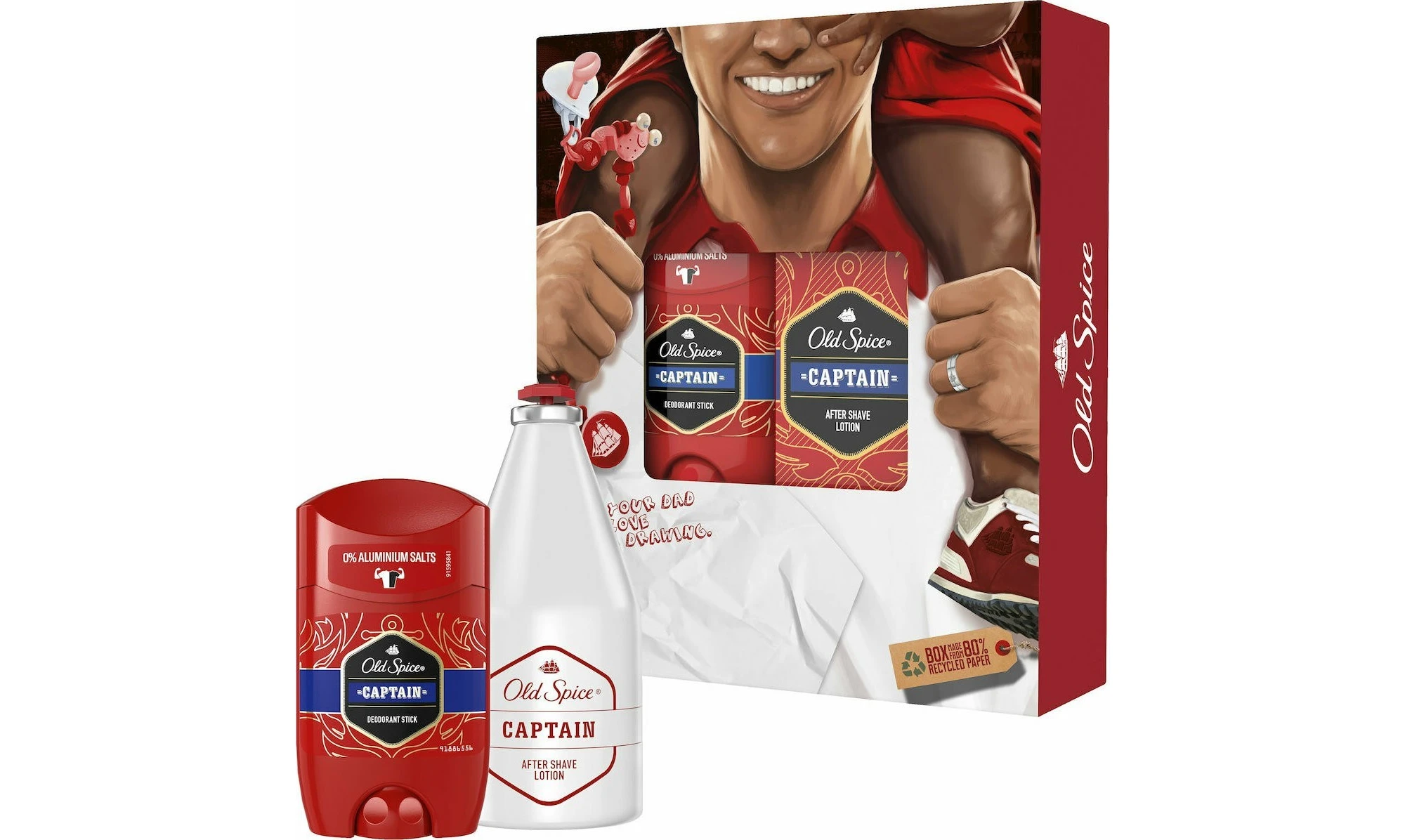 Old Spice Captain Deodorant Stick 50ml After Shave Lotion 100ml