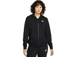 Nike Club Γυναικεία Ζακέτα Fleece Κοντή με Κουκούλα και Φερμουάρ Μαύρη DQ5471-010