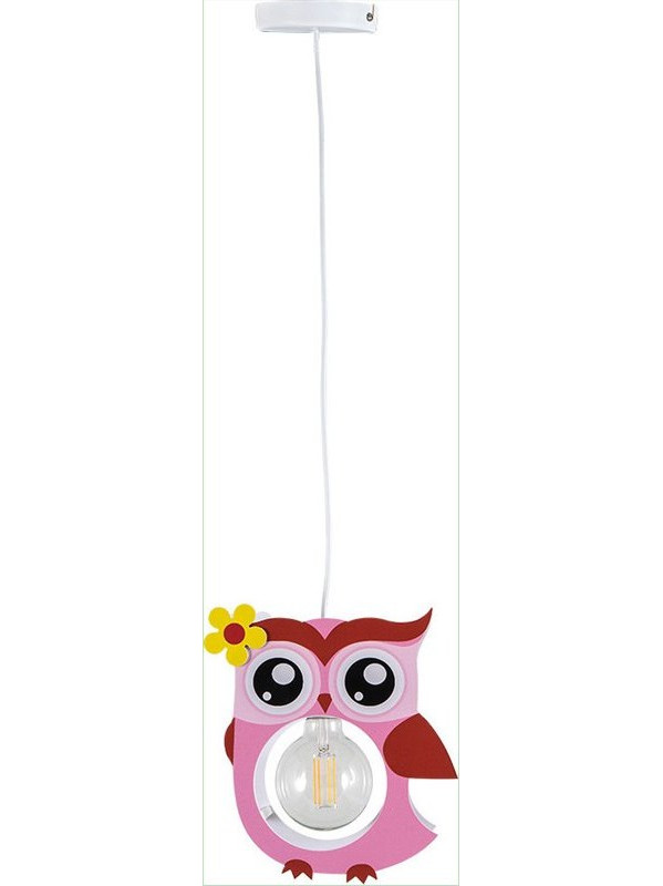 ARlight Κουκουβάγια Μονόφωτο Παιδικό Φωτιστικό Κρεμαστό από Ξύλο 60W με Υποδοχή E27 σε Ροζ Χρώμα Κωδικός: 21753305