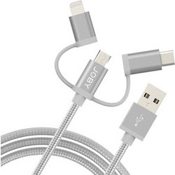 Joby Braided USB to Lightning / Type-C / micro USB Cable Γκρι 1.2m