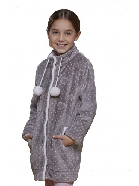 Noidinotte Παιδική Ρόμπα Fleece Χειμωνιάτικη Γκρι FE2157