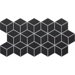 Rhombus Black Realonda Μοντέρνο Μαύρο Ματ Πλακάκι Δαπέδου Τοίχου με Εξάγωνα Σχέδια 26,5χ51