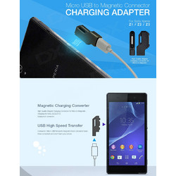 Micro USB to Magnetic Connector Charging Adapter for Sony Xperia Z1 / Z2 / Z3 - Black