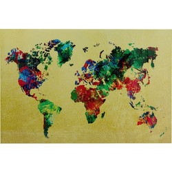 Γυάλινος Πίνακας Πολύχρωμος Παγκόσμιος Χάρτης 150x0.4x100εκ