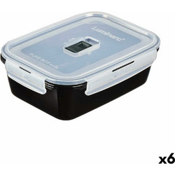 Ερμητικό Κουτί Γεύματος Luminarc Pure Box Μαύρο 1,22 L Γυαλί (x6)