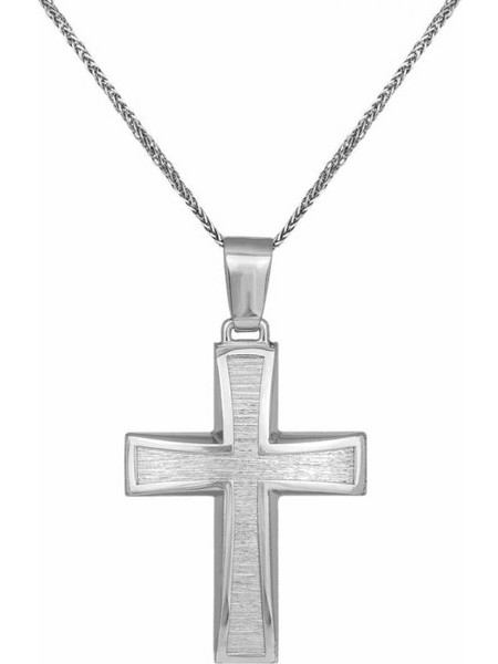 Βαπτιστικοί Σταυροί με Αλυσίδα Ανδρικός λευκόχρυσος σταυρός διπλής όψης με αλυσίδα Κ14 046785C 046785C Ανδρικό Χρυσός 14 Καράτια