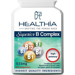 Healthia Superior B Complex 533mg, Συμπλήρωμα Διατροφής Με Σύμπλεγμα Βιταμινών Β 60caps