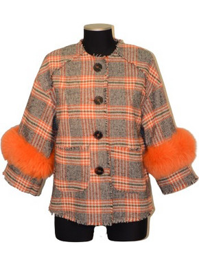 Women Textile Jacket with Fur