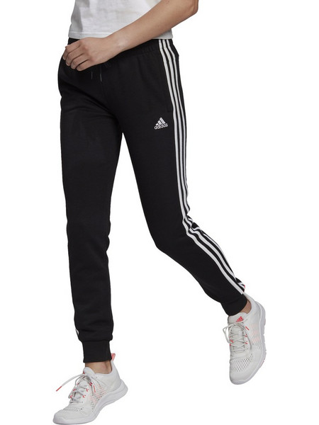 Adidas Essentials 3-Stripes Γυναικείο Παντελόνι Φόρμας Fleece με Λάστιχο Μαύρο GM8733
