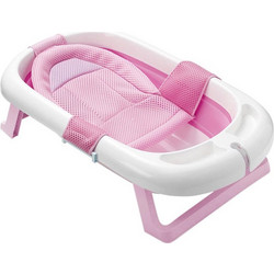 Hoppline Πτυσσόμενο Μπανάκι Μωρού με Δίχτυ Λευκό Ροζ