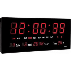 Ψηφιακό LED ρολόι τοίχου με θερμόμετρο & ημερολόγιο JH-3615