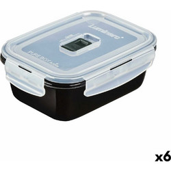 Ερμητικό Κουτί Γεύματος Luminarc Pure Box Μαύρο 820 ml Γυαλί (x6)