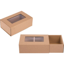 Κουτί συσκευασίας συρταρωτό από χαρτί κραφτ με παράθυρο 185x120x65 mm - 50 τμχ