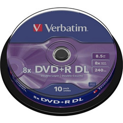 1x10 Verbatim DVD+R Double Layer 8x Speed, 8,5GB matt silver (43666)