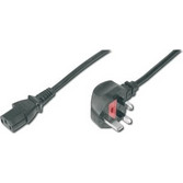 Digitus Mains connection cable, UK plug, 90 angled - C13 male/female, 1.8m, H05VV-F3G 0.75qmm, fuse 5A, Black (AK-440107-018-S)