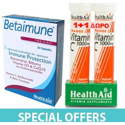 Health Aid Special Offer Betaimune 30caps + Vitamin C 1000mg με Γεύση Πορτοκάλι 20tabs 1+1 ΔΩΡΟ