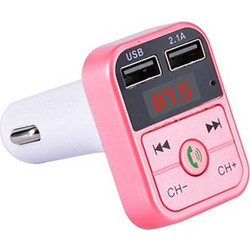 B2 Dual USB Charging Bluetooth FM Transmitter MP3 Music Player Car Kit, Support Hands-Free Call & TF Card & U Disk (Pink) (OEM)