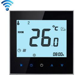 BHT-1000-GA-WIFI 3A Load Water Heating Type Touch LCD Digital WiFi Heating Room Thermostat, Display Clock / Temperature / Periods / Time / Week / Heat etc.(Black) (OEM)