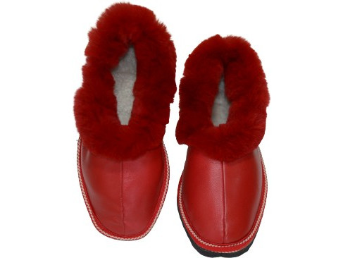 Women Fur Slippers Shoes Red