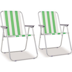 vidaXL Καρέκλες Πτυσσόμενες Πράσινο/Λευκό 2τμχ 42916
