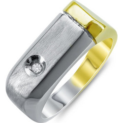 Ανδρικό Δαχτυλίδι Με Διαμάντι Brilliant από Δίχρωμο Χρυσό K18 ADX108