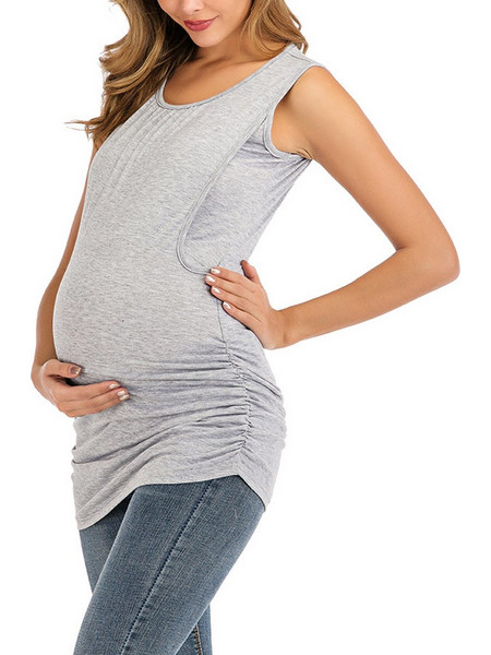 Αμάνικη μπλούζα εγκυμοσύνης και θηλασμού - γκρι
