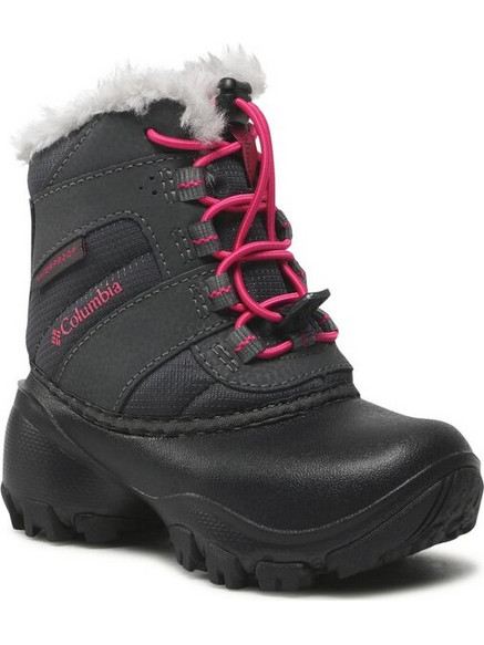 Μπότες Χιονιού Columbia Childrens Rope Tow III Waterproof BC1323 Dark Grey/Haute Pink 089
