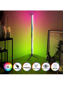 Φωτιστικό δαπέδου RGB LED Space Megapap με ασύρματο χειριστήριο χρώμα μαύρο O25x112εκ