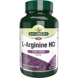 Natures Aid L-Arginine HCI Free Form 750mg 90 Ταμπλέτες
