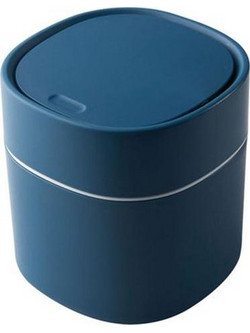 Household Mini Desktop Trash Can Covered Debris Storage Cleaning Cylinder Box, Style:Push-type(Blue) (OEM)