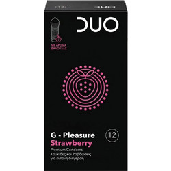 DUO G-Pleasure Προφυλακτικά με Ραβδώσεις Γεύσεις & Λιπαντικό 12τμχ