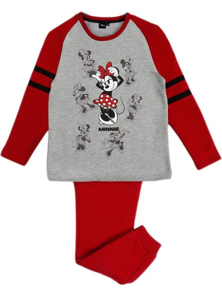Admas Disney Minnie Shadows Παιδική Πιτζάμα Βαμβακερή Χειμωνιάτικη Κόκκινη Γκρι AD60618-000106