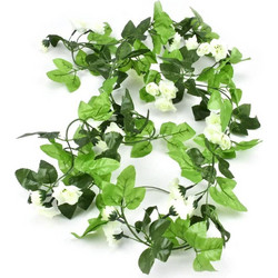 225cm Γιρλάντα Τεχνητό Φυτό με 40τμχ Τριαντάφυλλα (Μικρά) Λευκό
