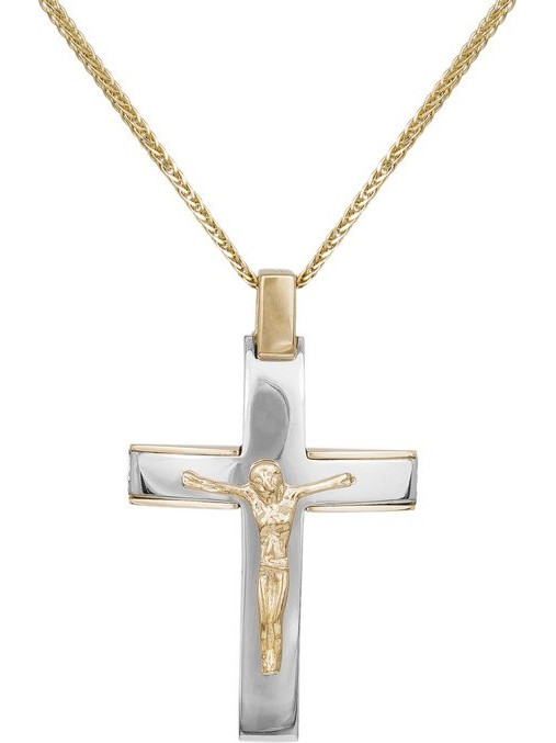 Βαπτιστικοί Σταυροί με Αλυσίδα Ανδρικός σταυρός αρραβώνα με αλυσίδα Κ14 δίχρωμος 039110C 039110C Ανδρικό Χρυσός 14 Καράτια