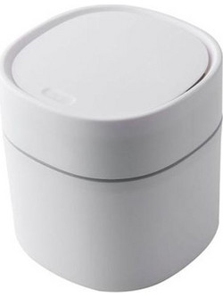 Household Mini Desktop Trash Can Covered Debris Storage Cleaning Cylinder Box, Style:Push-type(White) (OEM)