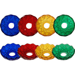 Πιατάκι γυάλινο με τρύπα (26 mm) στο κέντρο για κηροπήγια και πολυελαίους σε διάφορα χρώματα - 6 τμχ