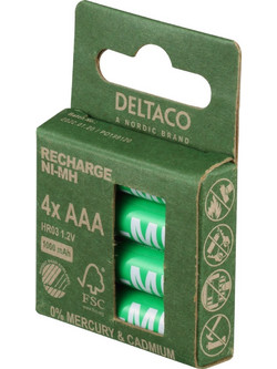Deltaco Ultimate Επαναφορτιζόμενες Μπαταρίες Ni-Mh LR03/AAA 1000mAh 4 τεμάχια Ecolabel ULT-NH1000AAA-4P