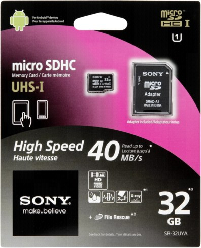 Κάρτα Μνήμης Sony Performance microSDHC 32GB Class 10 UHS-I 40MB/s + Adapter