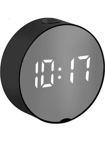 Ψηφιακό Ρολόι Επιτραπέζιο με Ξυπνητήρι Καθρέπτης Μαύρο DT-6505 άσπρα γράμματα