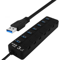 7 Ports USB 3.0 Hub with Individual Switches for each Data Transfer Ports(Black) (OEM)