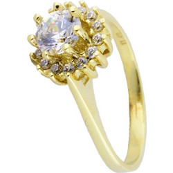 Δαχτυλίδι μονόπετρο ροζέτα χρυσό 14 καράτια με ζιργκόν Κ14.9183