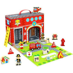 Tooky Toy Ξύλινο Σετ Πυροσβεστικός Σταθμός Fire Station TY203 6970090048111