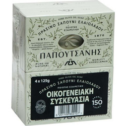 Papoutsanis Pure Green Olive Oil Πράσινο Σαπούνι 4x125gr