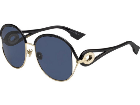 Dior New Volute RHL/A9 Γυναικεία Γυαλιά Ηλίου Στρογγυλά Μεταλλικά Μαύρα με Μπλε Polarized Φακό